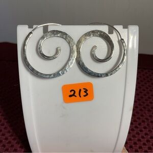 Sterling Silver Spiral Hoop Earrings - Silver. Threaders